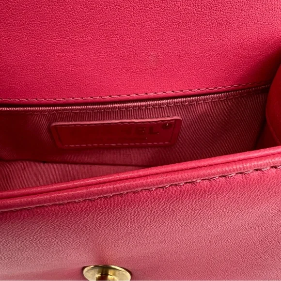 Chanel boy mini shoulder bag ❤️pink lambskin - Picture 8 of 11